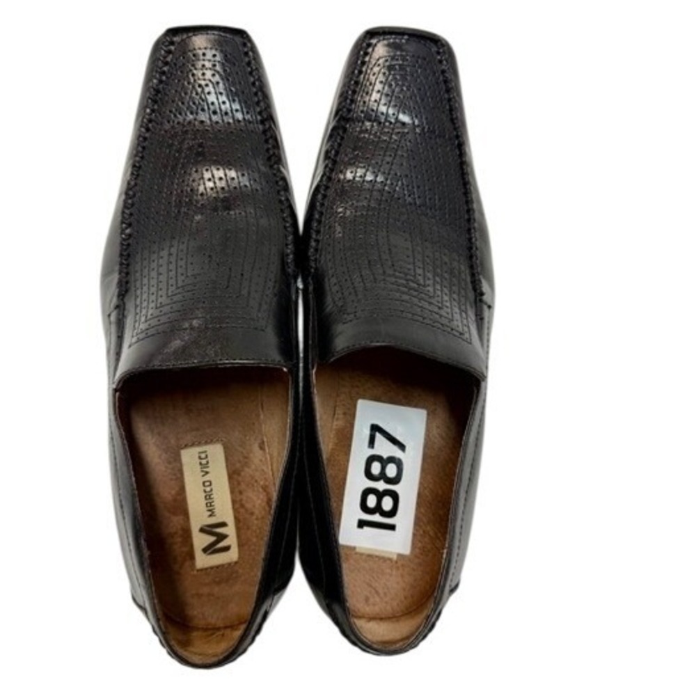 Marco Vici Mens Black Leather Thome Loafer Dress‎ Shoes Size 12M